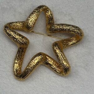 St. John Textured Gold Star Brooch